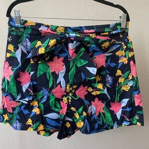 JCREW tropical paper bag tie shorts